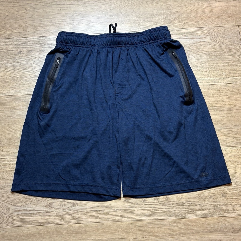Legends Shorts Mens Medium Blue Drawstring Logo Athletic Workout 9" Performance